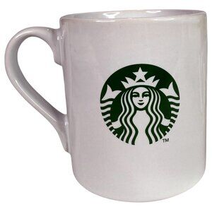 Starbucks Classic Green Siren Mermaid White Ceramic Mug Green Logo 15 OZ‎